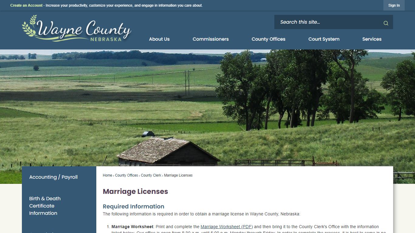 Marriage Licenses | Wayne County, NE