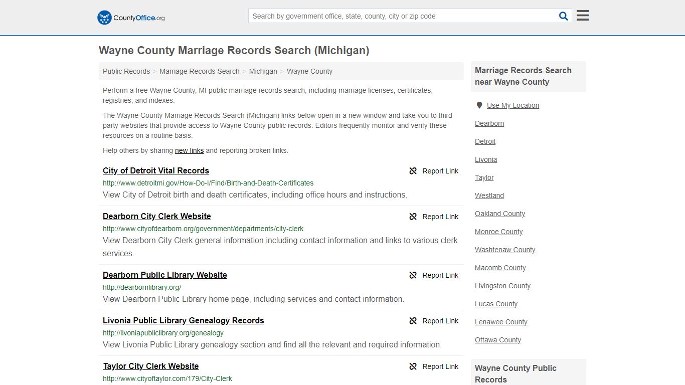 Marriage Records Search - Wayne County, MI (Marriage Licenses ...